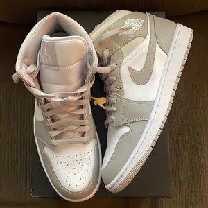 Grey and white Jordan 1 mids size 10 for sale